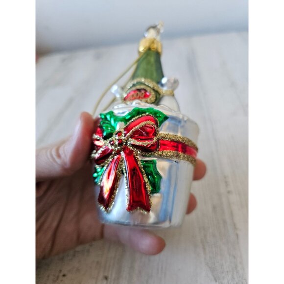 Glass 2000 Champagne bottle ornament ice celebration Xmas tree - Picture 4 of 7